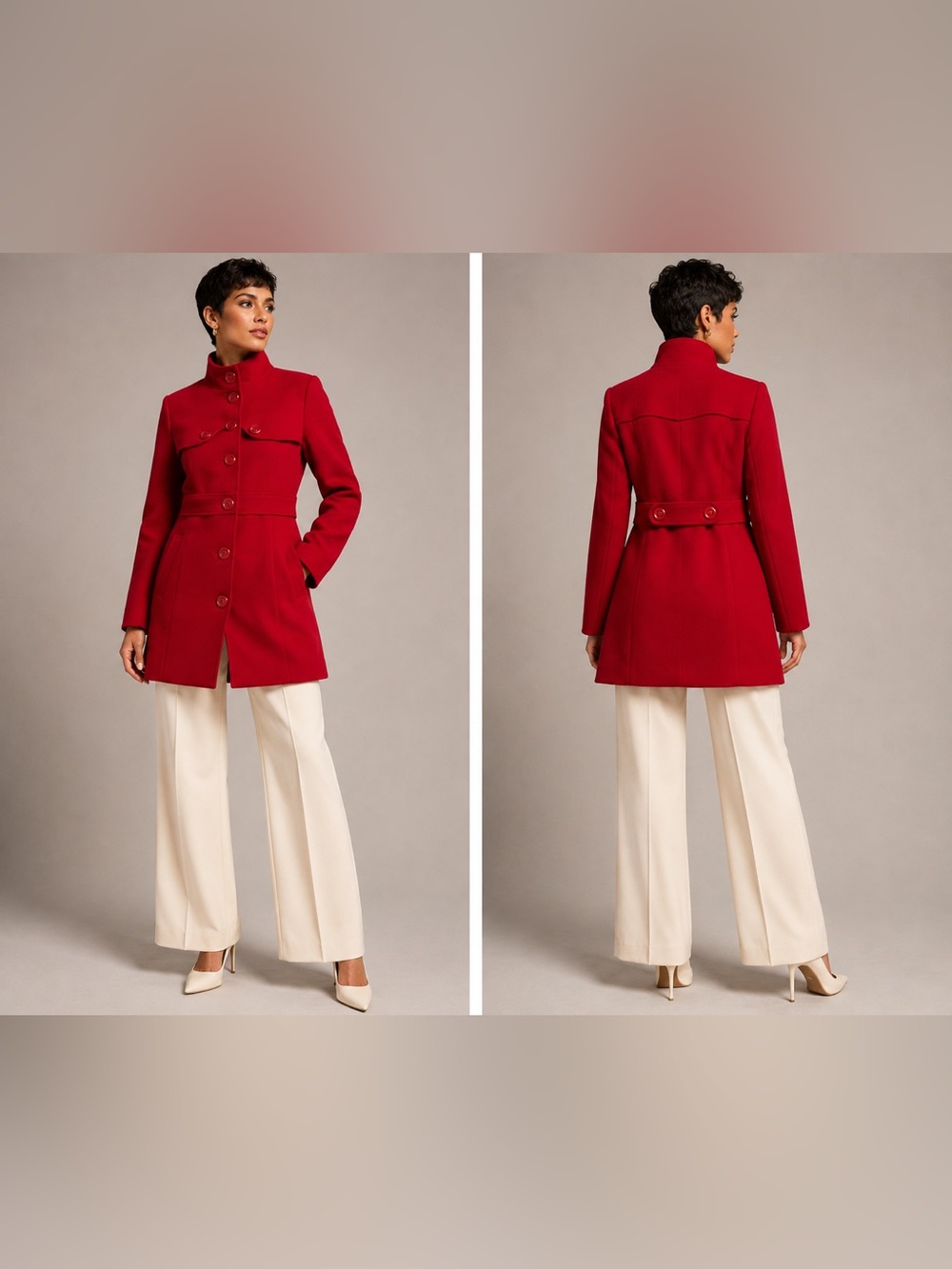 Mine Red Tailored Trench Coat